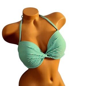 Aerie Bridget Swimwear Bikini Top Halter, Green, swim Size 36D